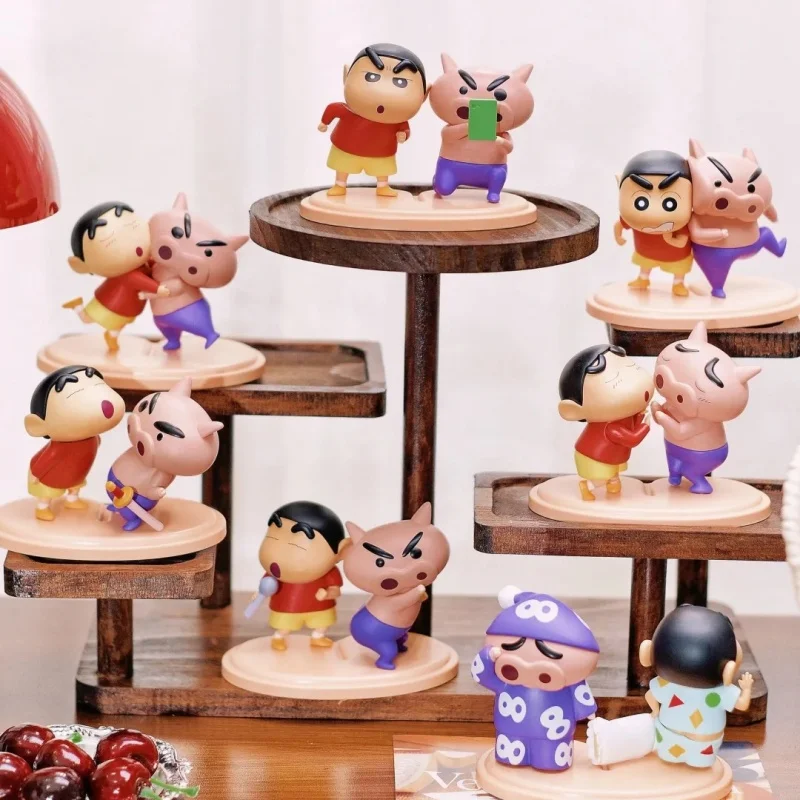 Novo original lápis shin-chan buriburizaemon ação caixa cega kasukabe mais forte cp figura conjunto kawaii anime presente crianças meninas