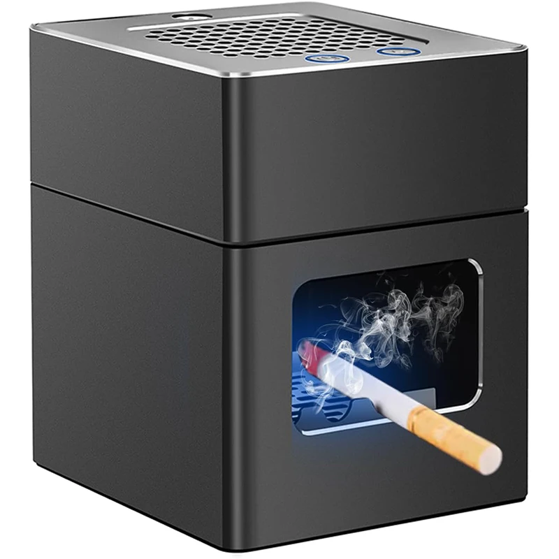 Multifunctional Smokeless Ashtray,Aluminum Alloy HEPA Filter Ashtray with Cigarette Lighter, Smoke Eaters for Home Room