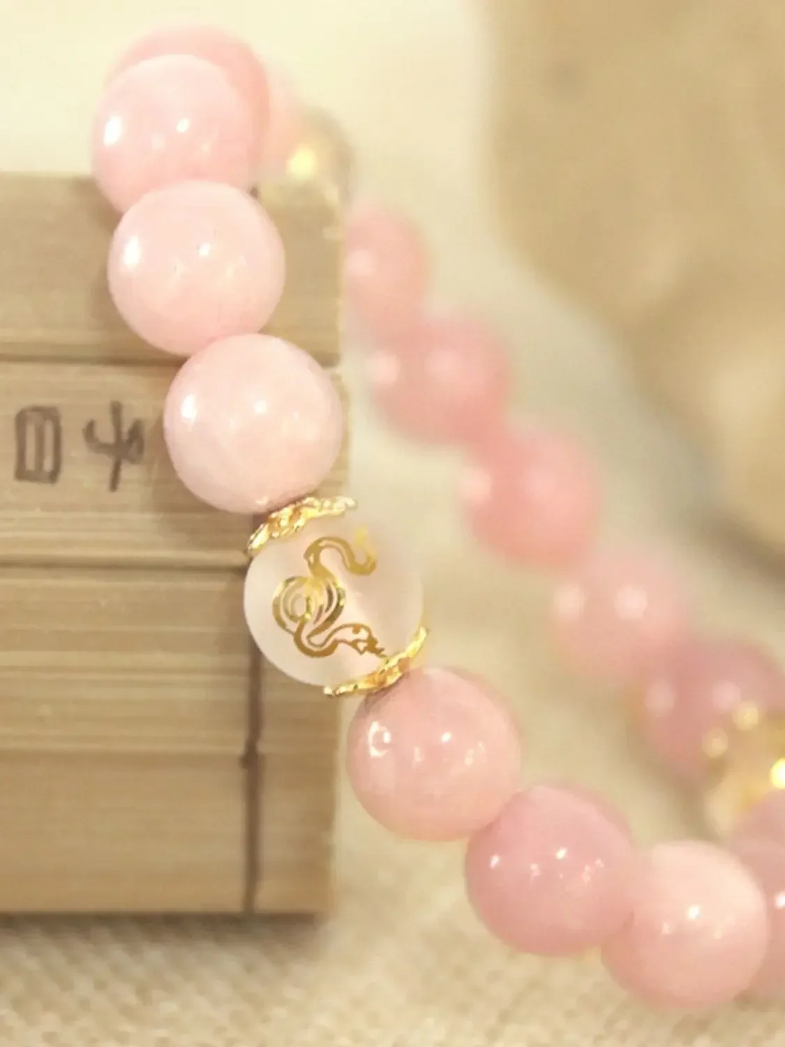 Gold-plated Pink Crystal Bracelets Triple Smoke Edge Zodiac Bracelet Loong Women's Buddha Bead Hand String For Girlfriend Gifts