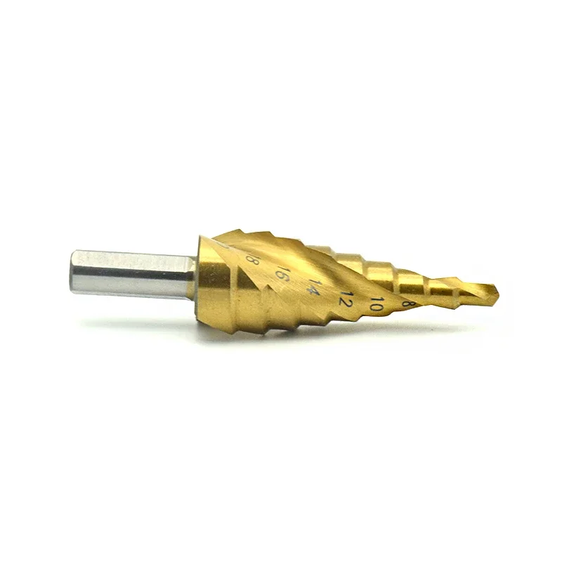 HSS High Speed Steel Triangle Shank Pagoda Step Sprial Flute Grooved Drill Bit from 4-20mm Drop Ship