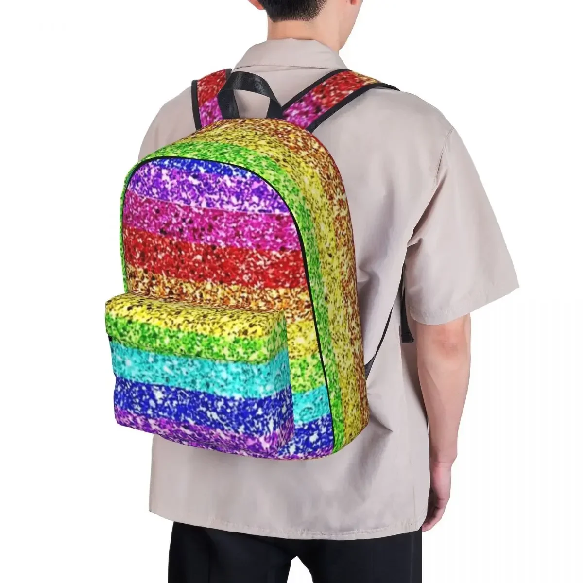 Rainbow Glitter Woman Backpacks Boys Girls Bookbag Casual Children School Bags Portability Laptop Rucksack Shoulder Bag