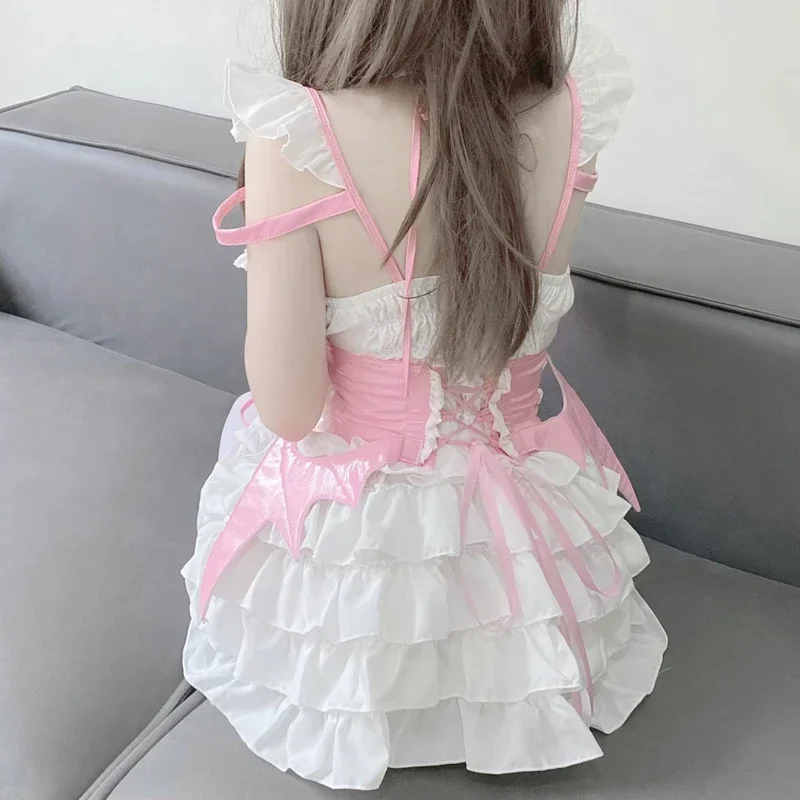 HN8 Anilv anime ragazza lolita vestito cameriera unifrom cosplay donne Halloween diavolo ali elfo fiore fata costume abiti) 4Dc