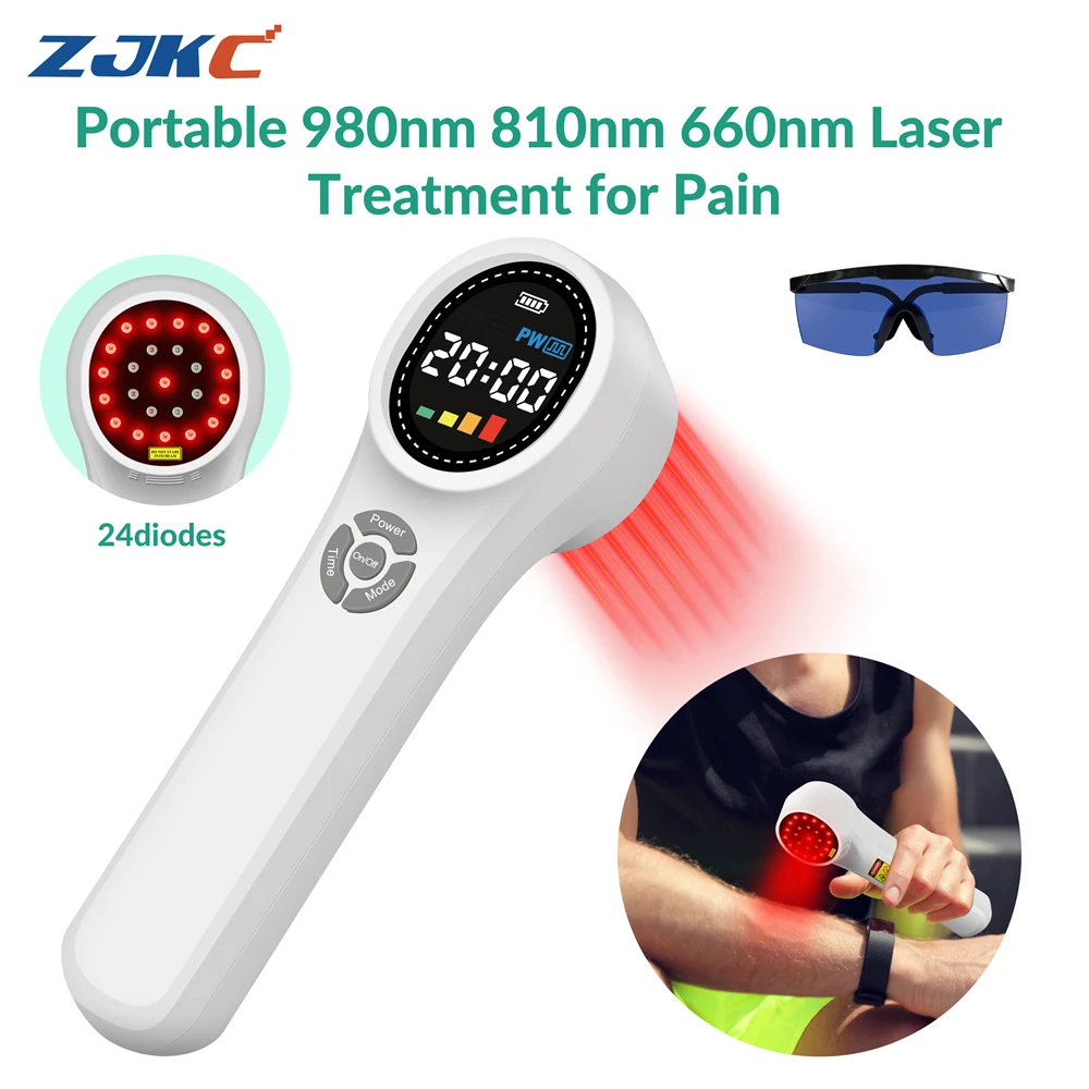 ZJKC Koude lasertherapiemachine voor lichaamspijn Diepe laserweefseltherapie voor mens en huisdieren 1760mW 660nmx16+810nmx4+980nmx4