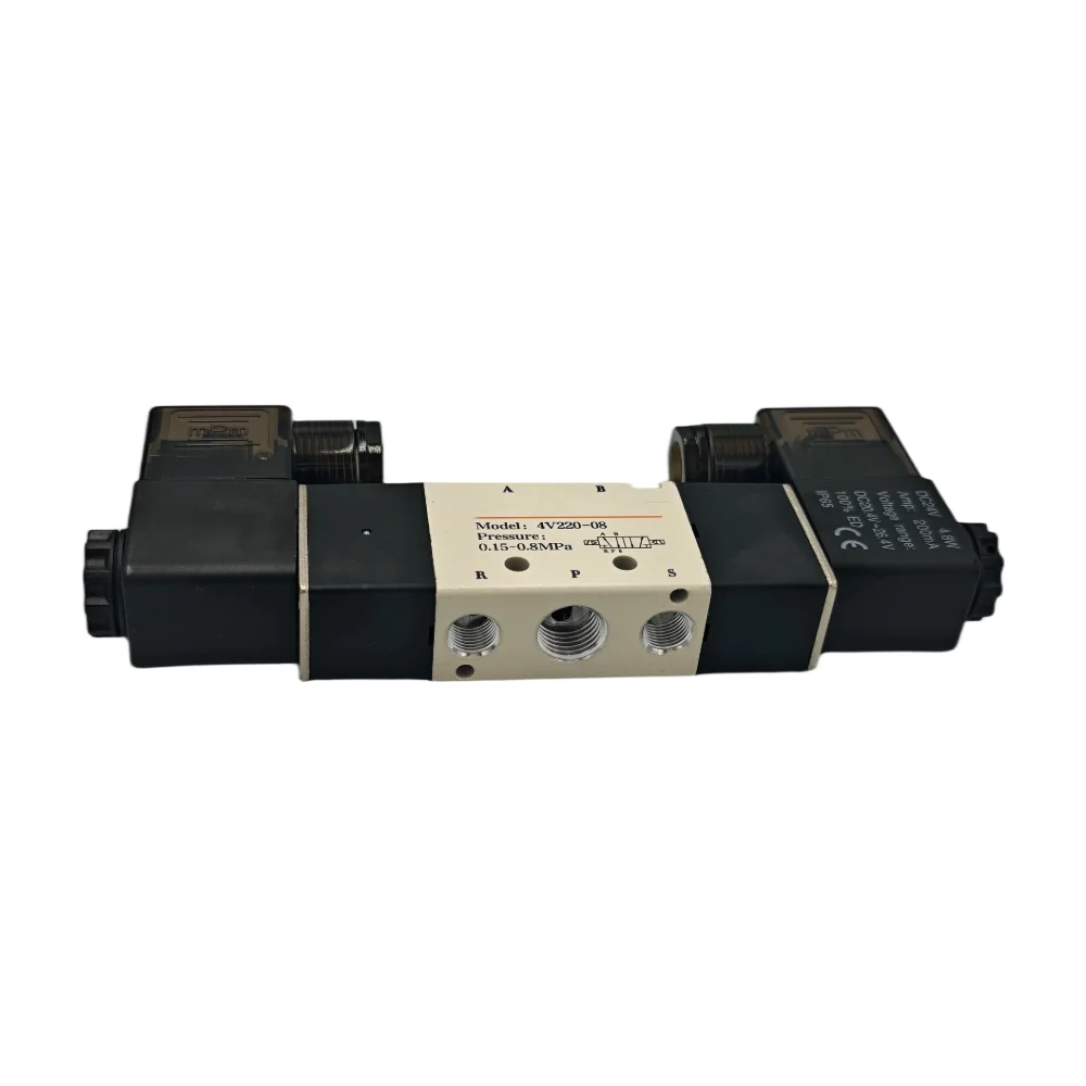 Double-Head Double-Electric Solenoid Valve 4V220-08 Two-Position Five-Way Closed Pneumatic Reversing Valve for Industrial Use