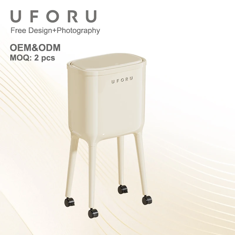 

Uforu Light Luxury Garbage Bin, Movable Large Capacity Trash Can, Home Kitchen Storage Box, Household Organizer JJ0538