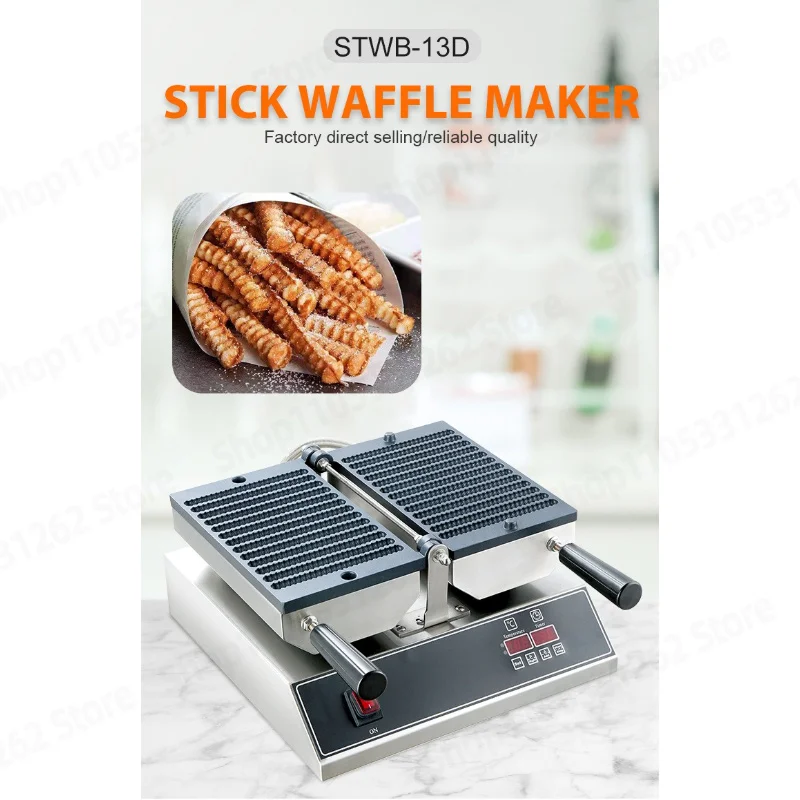 Commercial Electronic Crispy Waffle Machine Stainless Steel Body Non-stick Pan Strip Cookie Machine