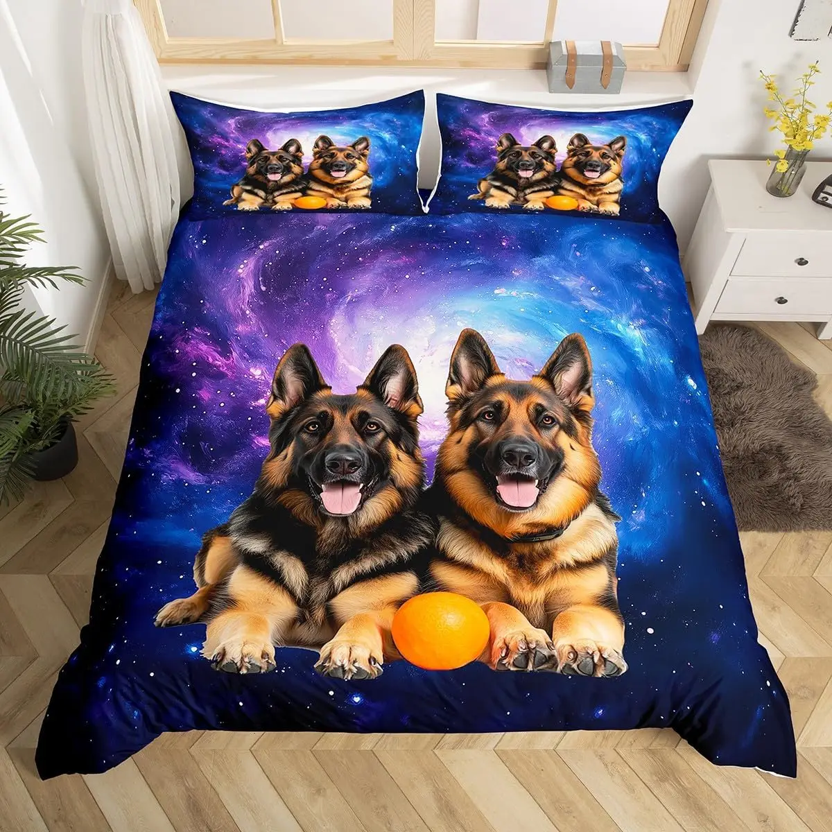 Dog Print Duvet Cover 3D German Shepherd Puppy Print Bedding Set for Kids Boys Girls Children Pet Animal Theme Comforter Cover