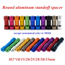10pcs M3 aluminum standoffs double-head Round aluminum spacer Stud for FPV RC Model m3x10/15/20/25/28/30/35mm D=6mm colorful