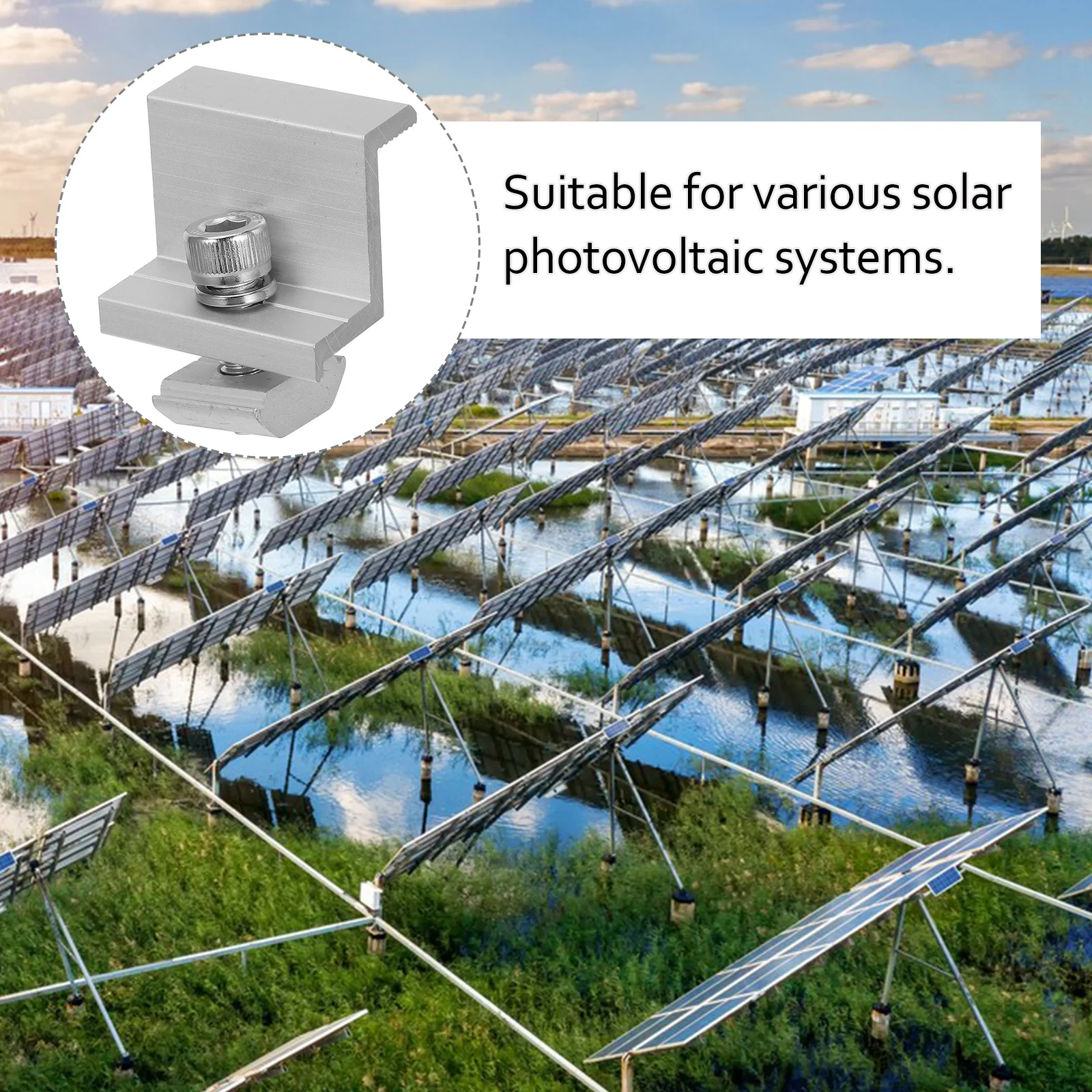 

12pcs Side Pressure Block Assembly Solar Panel Fixing Clip Metal Mounting Bracket For Outdoor Home Supply Aluminium Alloy Panel