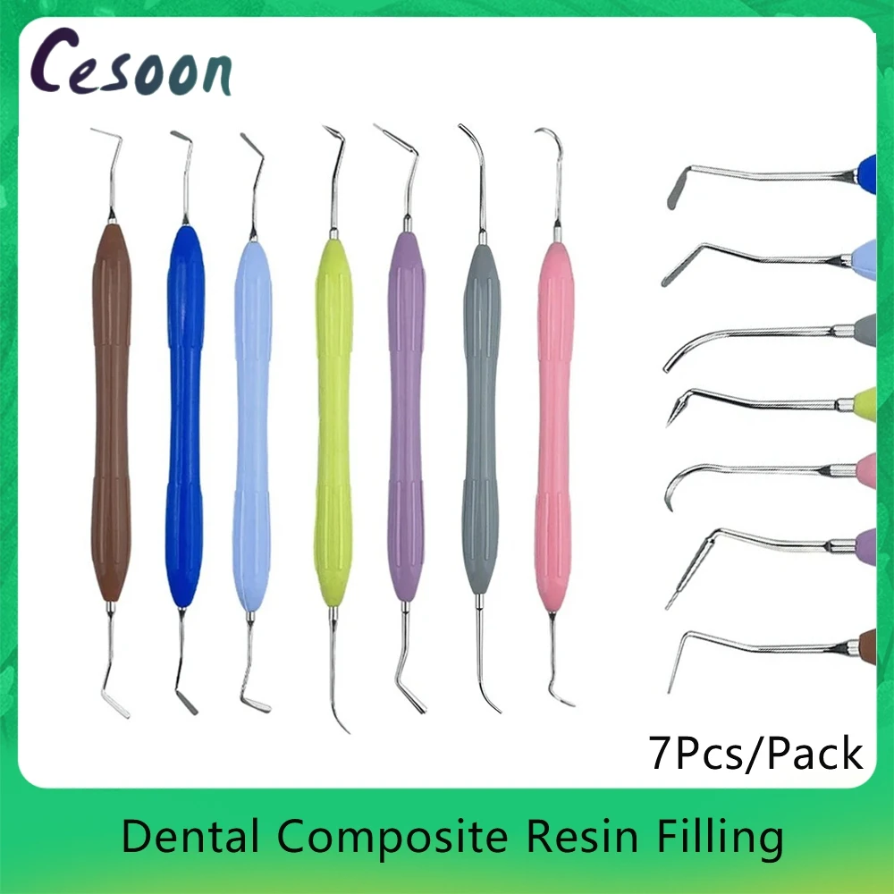 7 Pcs Dental Composite Resin Filling Set Silicone Handle Spatula Knife Aesthetic Restoration Instrument Dentisty Products Tools