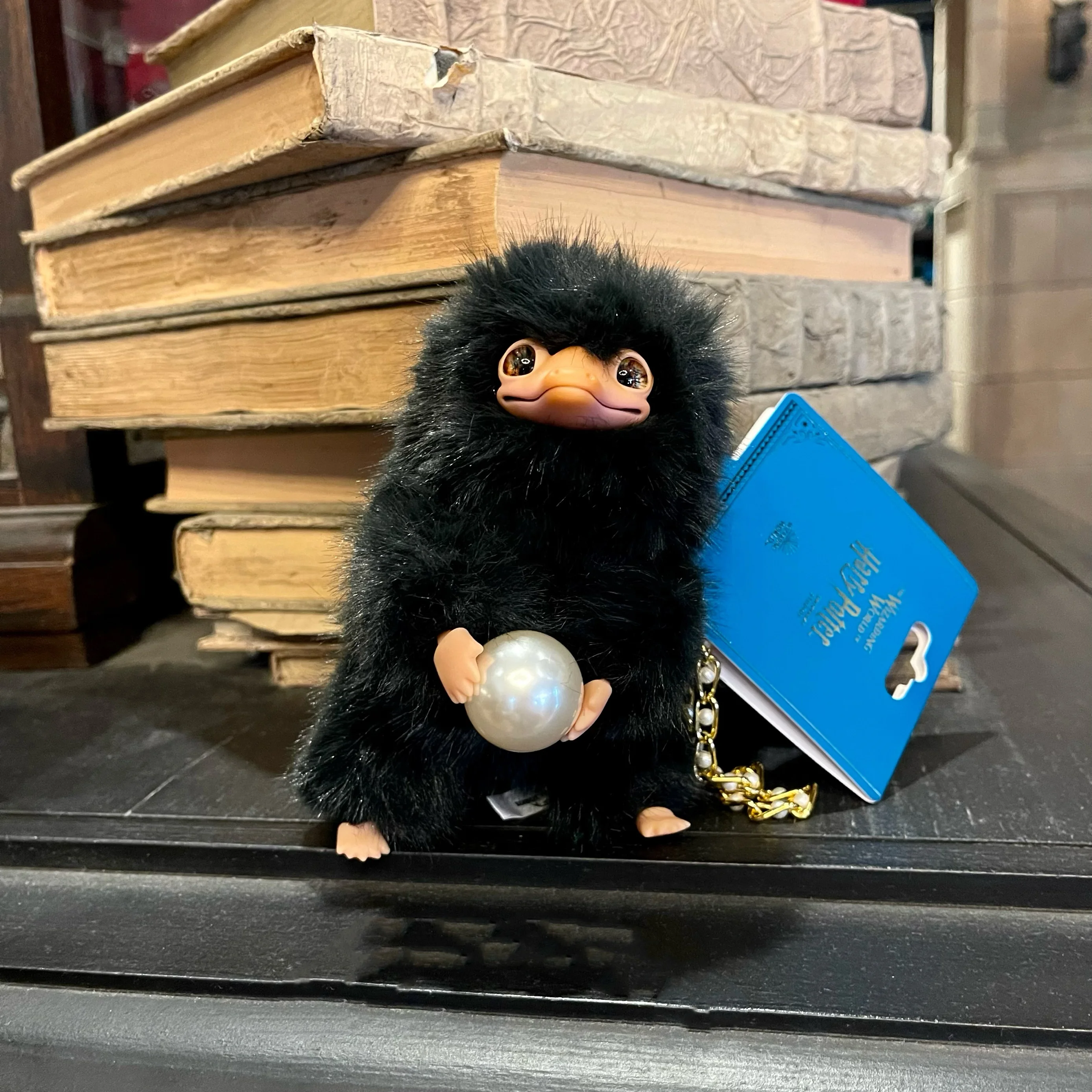 Universal Beijing Resort's Magic Academy Pet - Black Niffler Holding a Ball Plush Keychain, Backpack Ornament, Gift & Souvenir