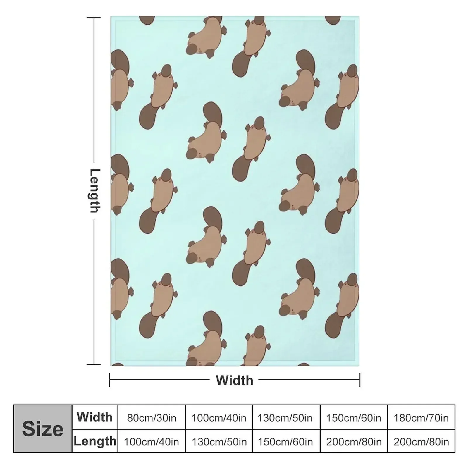 Platypus illustration Throw Blanket heavy to sleep Flannel Fabric Blankets