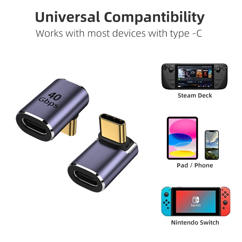 금속 USB 4.0 C 타입 어댑터, OTG 40Gbps 고속 데이터 전송, 휴대폰, 맥북, 노트북용 USB-C 충전 컨버터, 100W, 8K, 60Hz