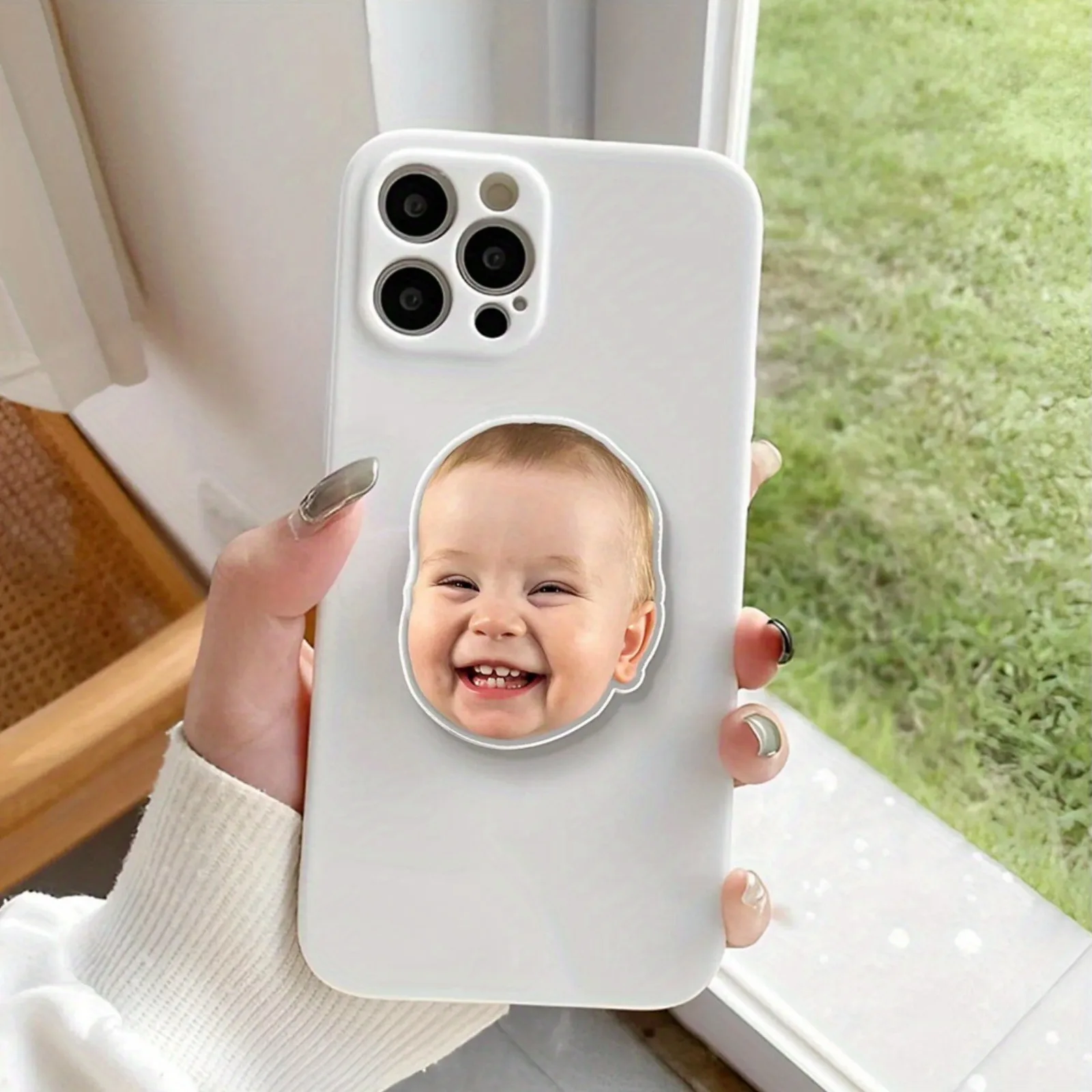 Custom Baby Photo Phone Holder| Retractable Foldable Car Mount with Airbag Non‑Slip Pad|Durable Acrylic Dual‑Use Handheld & Car