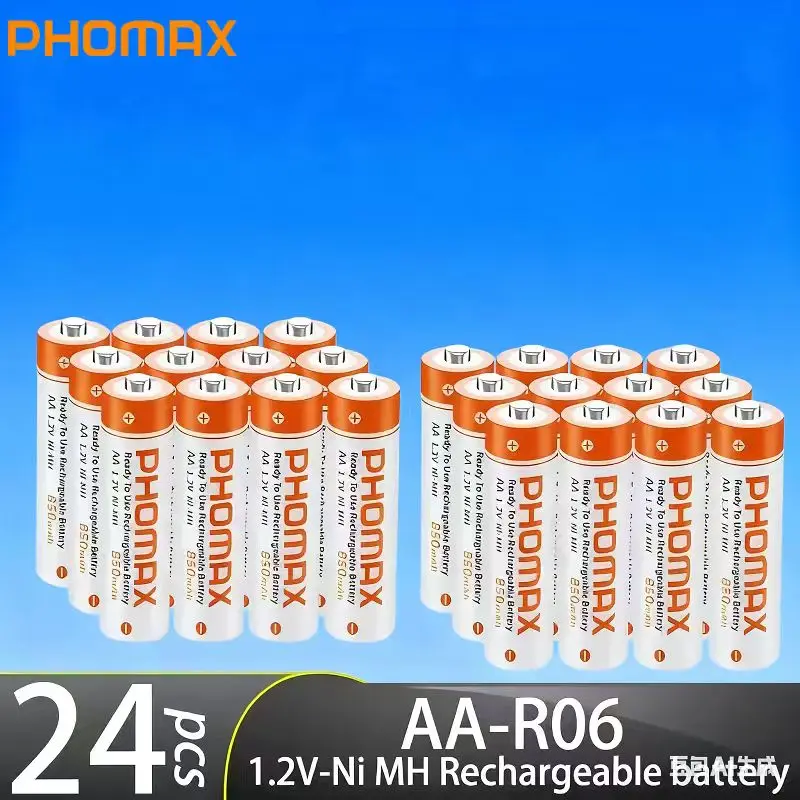 

PHOMAX AA 1.2V 850mAh Low Self-Discharge NiMH Rechargeable Batteries Pack with Storage Box for Household Electronics