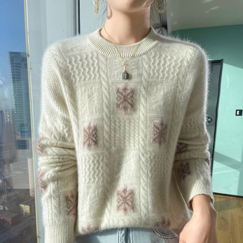 

High-end European foreign sweaters in autumn and winter new thick 100 pure sweaters loose lazy sweater.