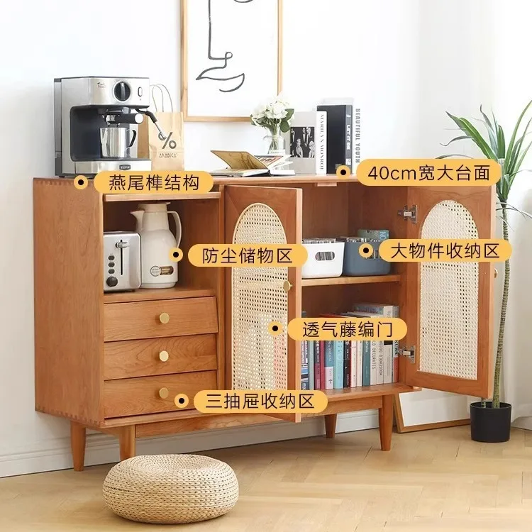 Встроенный настенный шкафчик из ротанга, современный простой легкий роскошный шкафчик из вишневого дерева