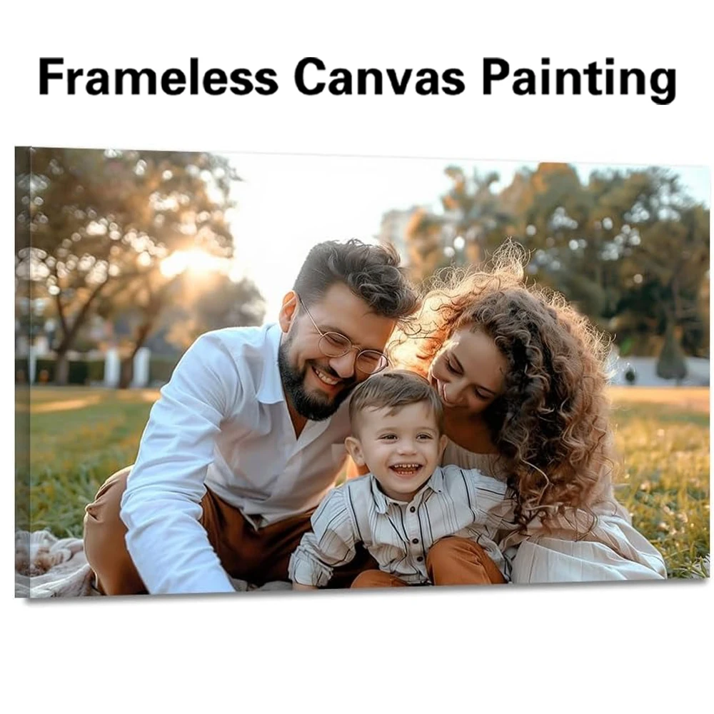 1 Stück Rahmenloses Personalisiertes Foto Familienfoto Kunstdruck Modisches Leinwand-Poster Wandkunst Gemälde Bilder für Zuhause