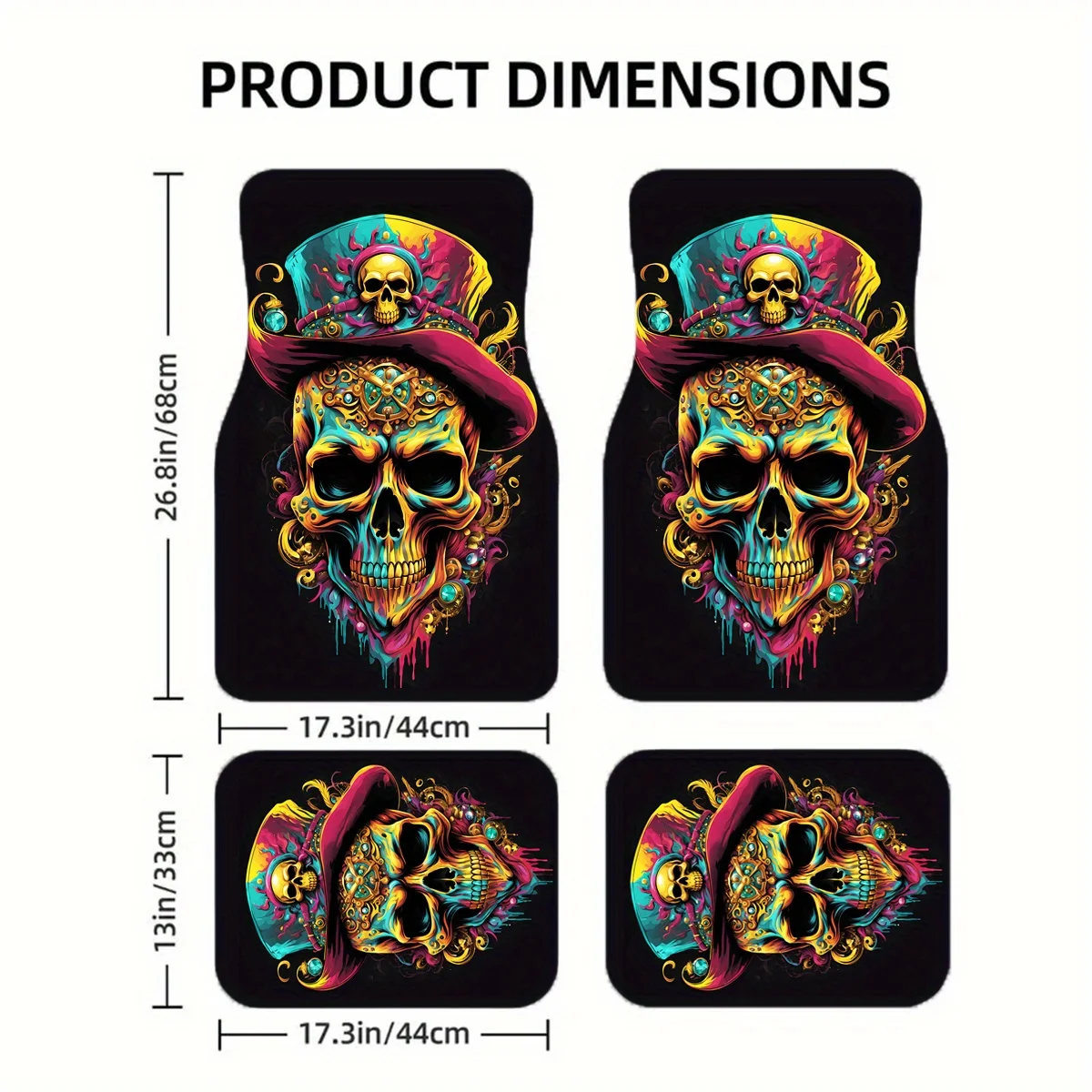 Skeleton Captain Art Car Floor Mats - Comfortable, Durable & Universal Fit For All Seasons - Available In 1pc, 2pcs, Or 4pcs Set