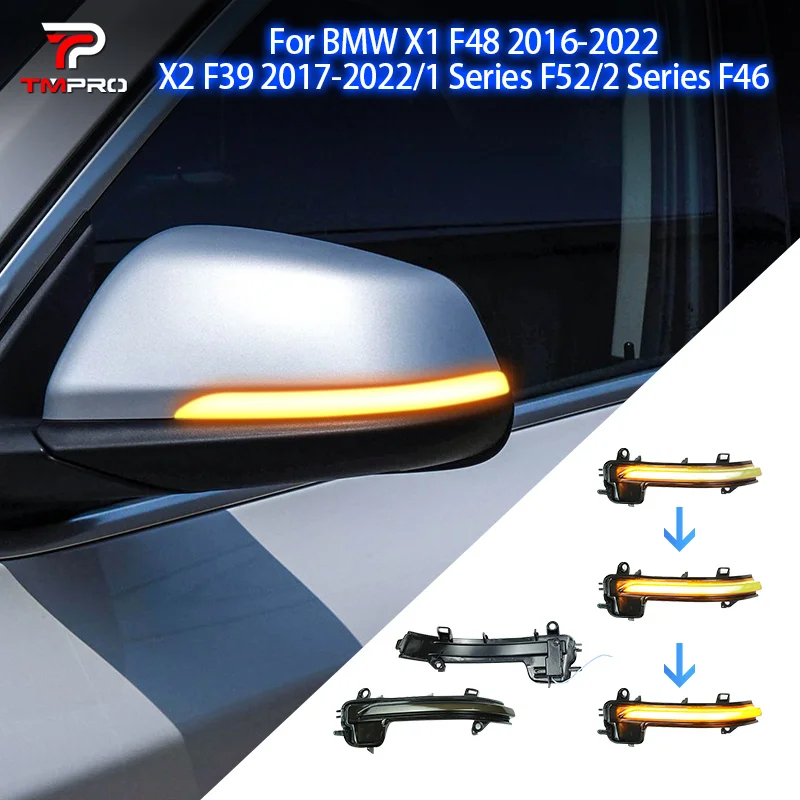 Suitable for BMW X1 F48, X2 F39, 1 Series F52, 2 Series F46 four-piece LED side mirror dynamic turn signal lights in blue