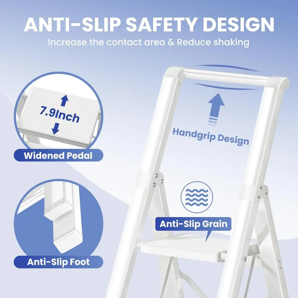 Portable 5-Step Aluminum Step Ladder with Anti-Slip Pedal Compact Fold Multi-Use Rack Stand