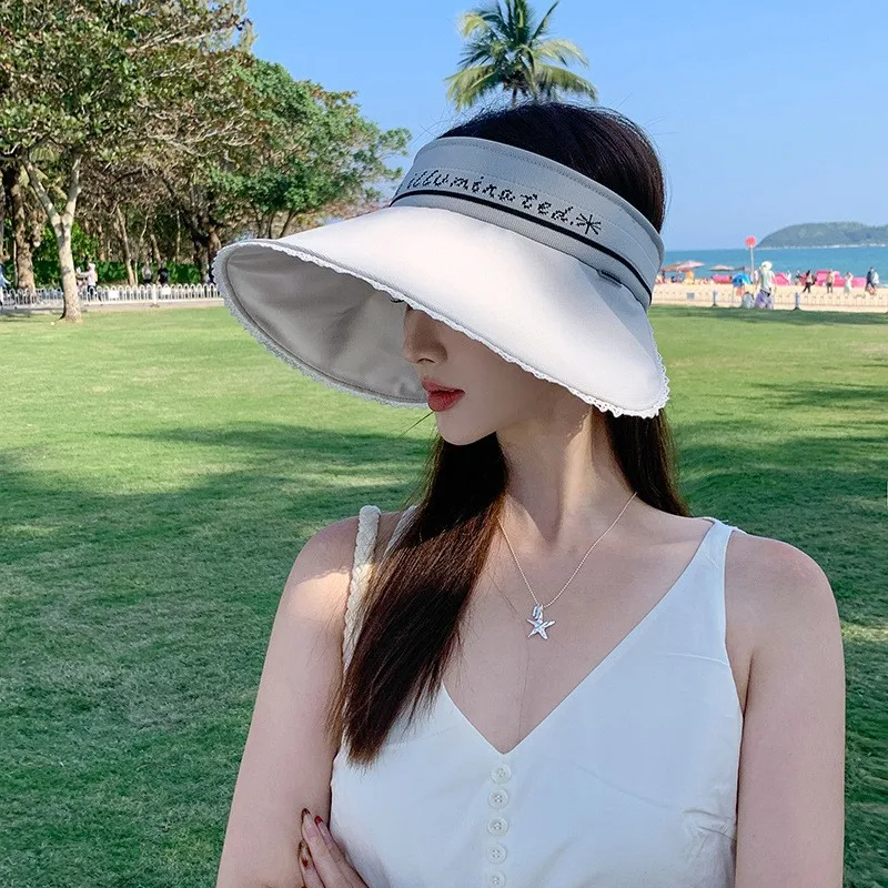 Foldable ice silk UV-resistant rooftop hat for women fashionable outdoor simple and versatile