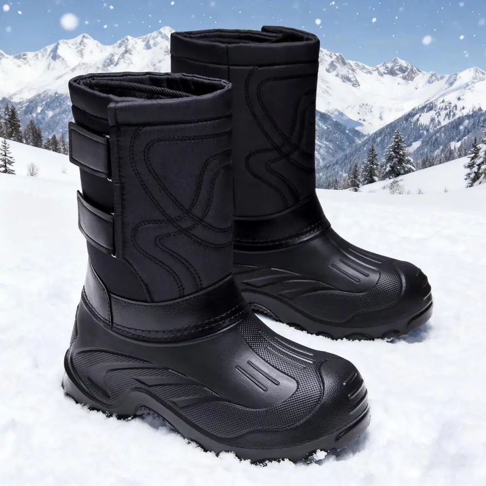

Men Winter Snow Boots Warm Faux Fur Lining Hiking Boots Non-Slip Waterproof Boots with Adjustable Fasteners for Rain Snow Mud