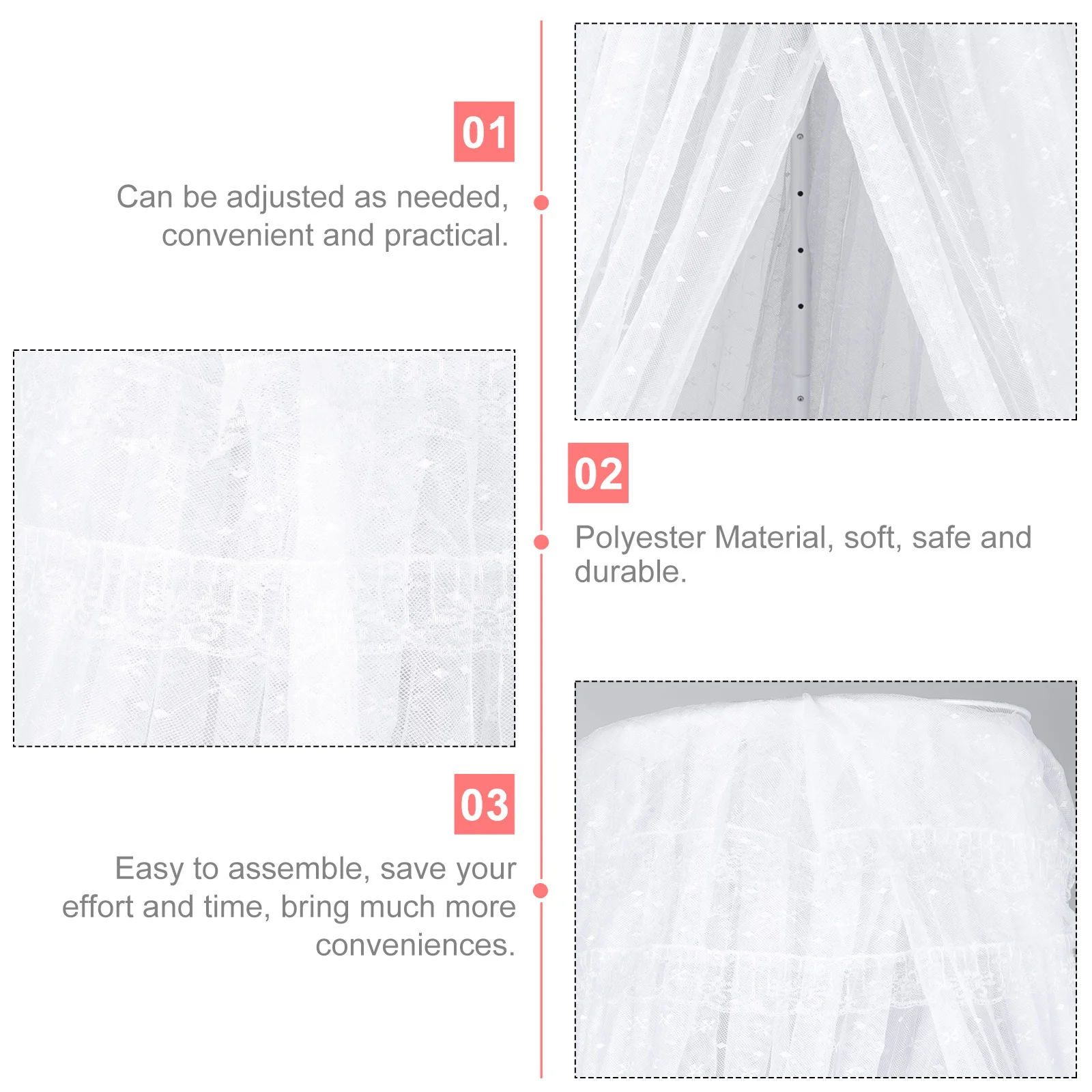 

1 set 1 Set Adjustable Mosquito Stand Holder For Crib Cradle Bed Fence Easy Assembly Space-Saving Portable Fit Baby Shower Gift