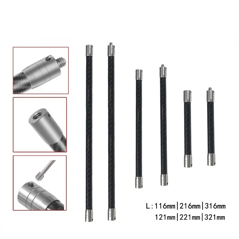 พรีเมี่ยมคาร์บอนไฟเบอร์เสา 1/4 Selfie Stick ขยาย Rod สแตนเลสสําหรับ GoPro DJI Insta360 Action กล้อง FOV MOUNT