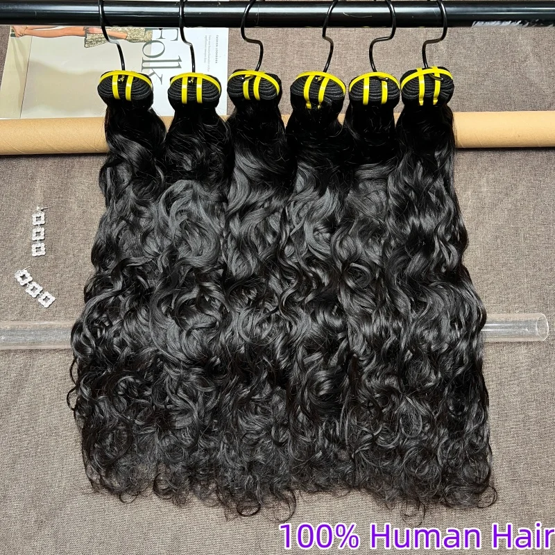 15A# Natural Wave Human Hair Bundles Water Wave 3/4 Bundles Vietnamese Natural Black 100% Human Hair Raw Virgin Hair Double Weft