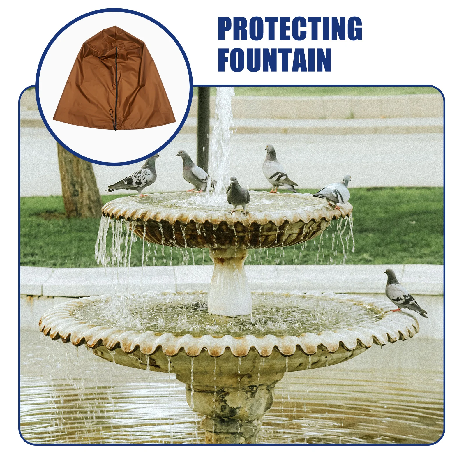 

Garden Fountain Cover Oxford Cloth Thick Waterproof Durable Protective Cover for Outdoor Fountain and Statue Round Covers