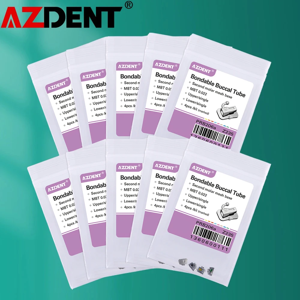 10Packs AZDENT 2nd Molar Bondable Non-convertible Single Roth/MBT/Edgewise 022/018 Buccal Tube