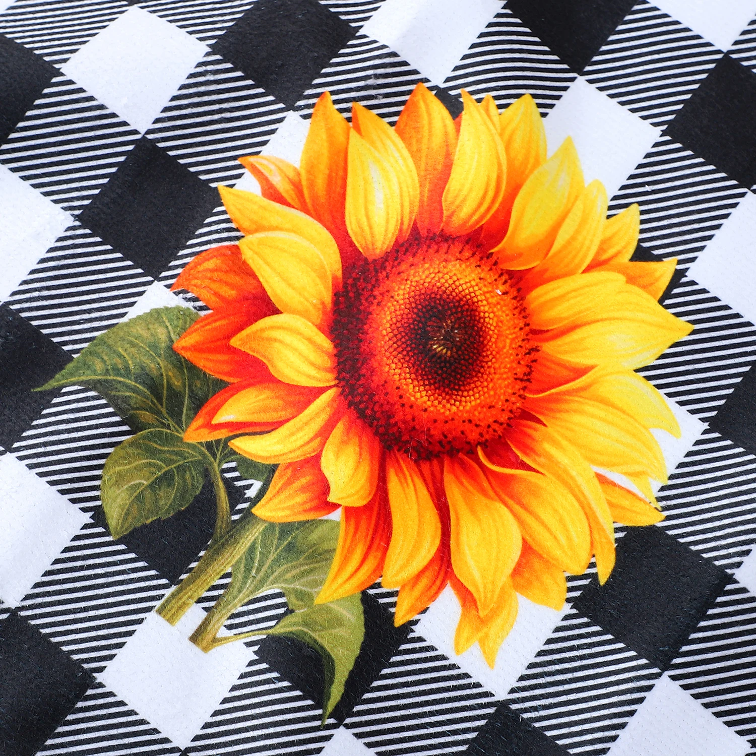 1/2/4 pcs Black and White Checked Sunflower Pattern Microfiber cleaning Household Cloth, kitchen decoration, tableware wiping