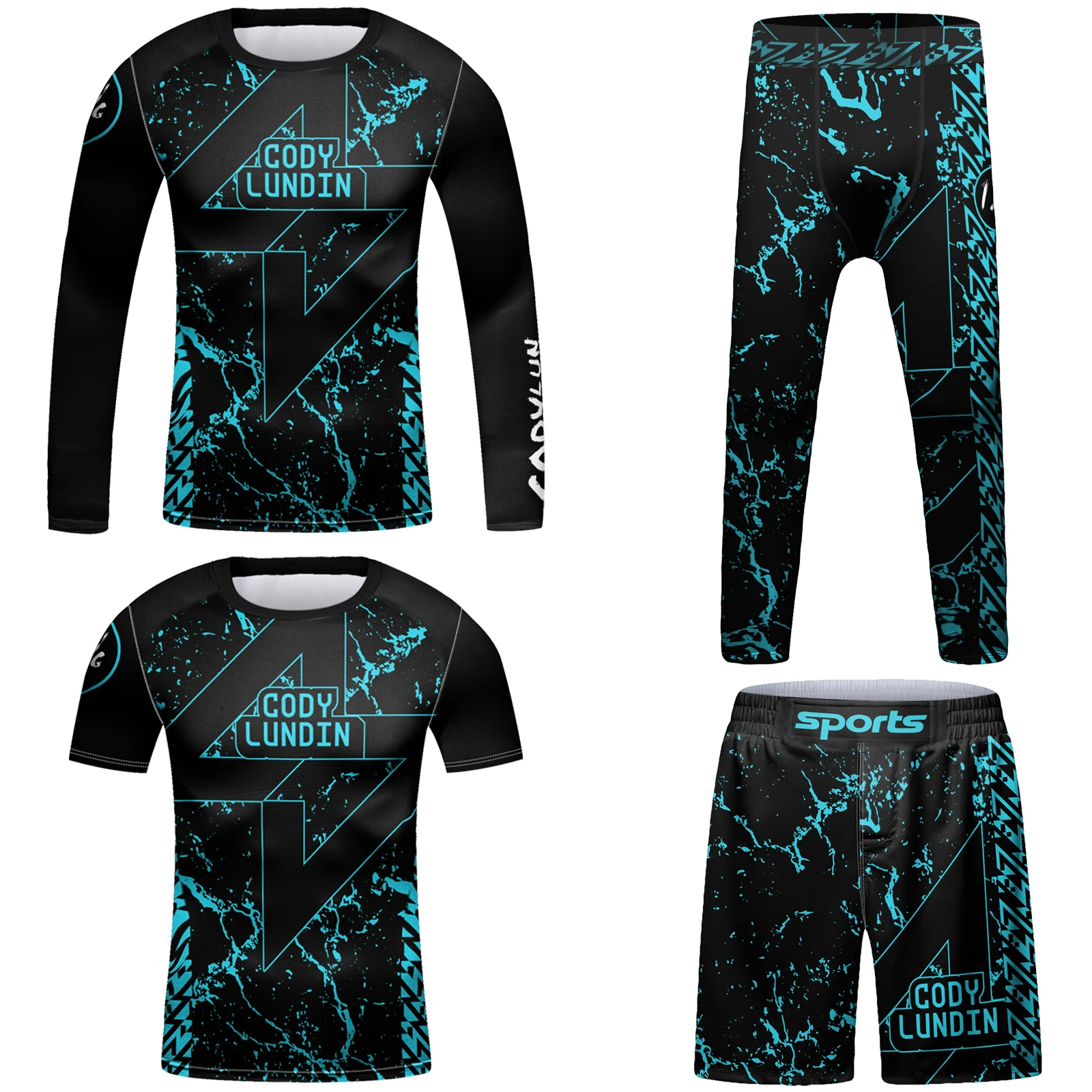 New Kids MMA BJJ T-Shirt +Pants Sets Muay Thai Jiu Jitsu Boxing Sport Shirt Gi Boys Children Quick Dry Training Running Shorts