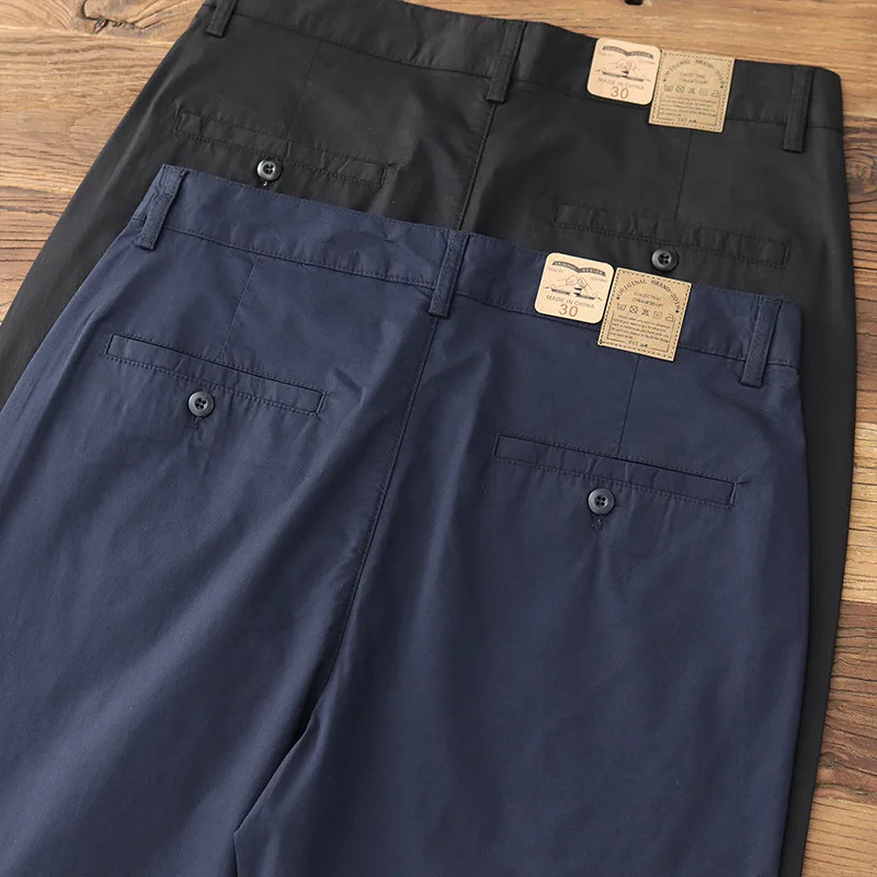 2025 الصيف رقيقة تنفس سراويل تقليدية للرجال كلينفيت مدبب مطاطا سليم صالح مستقيم طويل تشينو السراويل للرجال Cityboy #3