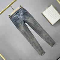 New Embroidered Jeans Pants Women's High Waist Slim Hot Drilling Pencil Pants Ladies Casual Elegant Denim Pants Trousers Female 6