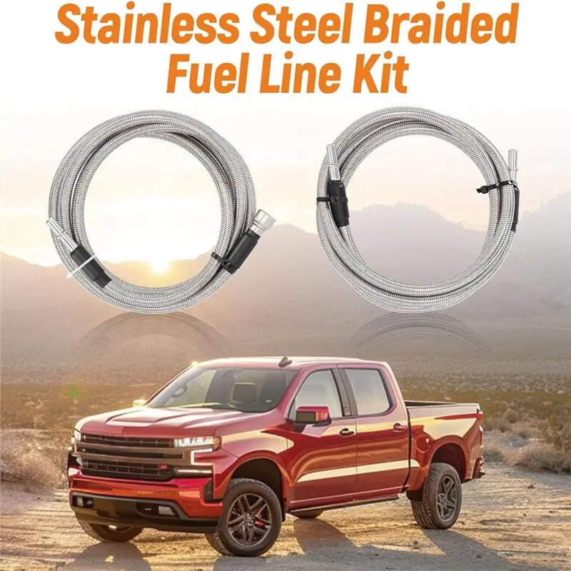 A30P-Stainless Steel Braided Fuel Line Kit 819-816 15946178 15946184 For Chevy Silverado GMC Sierra 1500HD 2500HD 3500HD