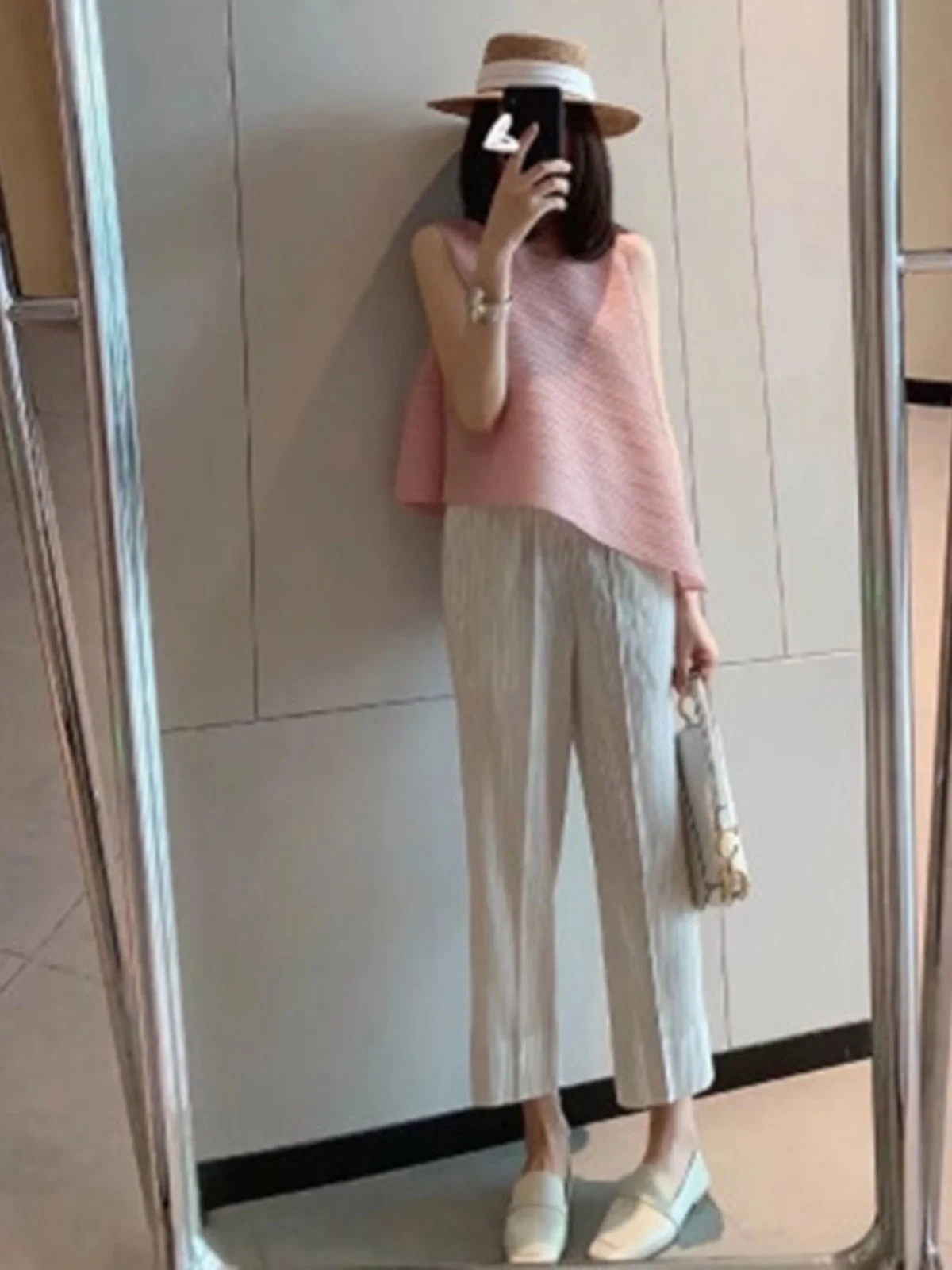 

Женские модные универсальные брюки-чинос с высокой талией, драпировкой и прямым кроем, в японском стиле, укороченные (7/8)