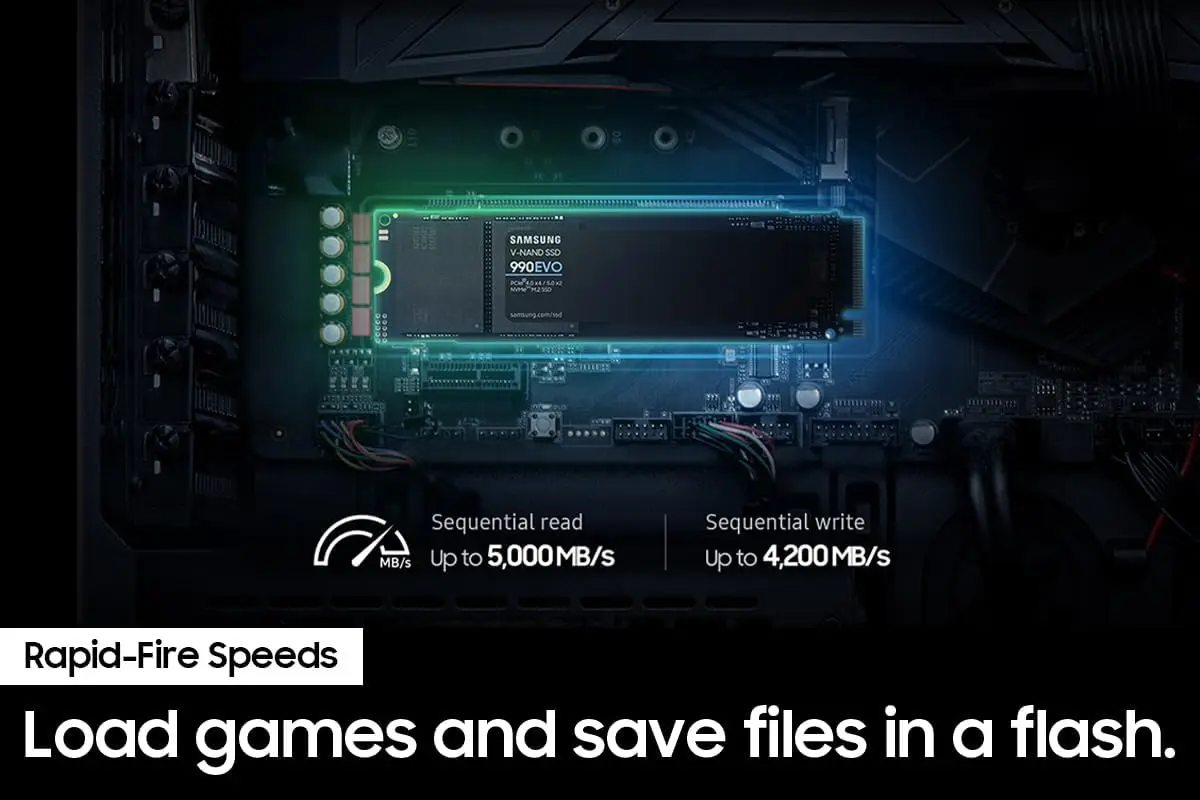 Samsung SSD 990 PRO/990 EVO/990EVO PLUS/9100 PRO PCIe 4.0/PCIe 5.0 NVMe M.2 2280 SSD Internal 1TB-Penyimpanan Peningkatan untuk PC/Laptop