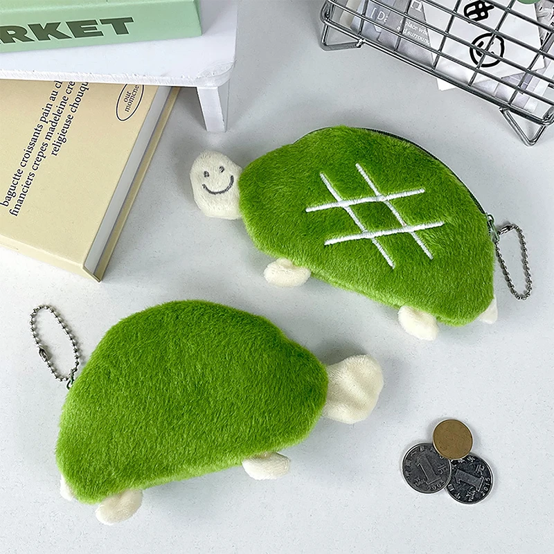 Y Cute Turtle Plush Pencil Case Cosmetic Bag Pouch Coin Purse Pendant Earphone Bag Stationery Storage Bag