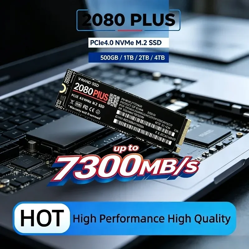 2080 PLUS PCIe4.0 X4 NVMe M.2 2280 Internal SSD, 7300MB/s TLC 3D NAND 500GB-4TB Solid State Drive for PS5 & Desktop Gaming PC.