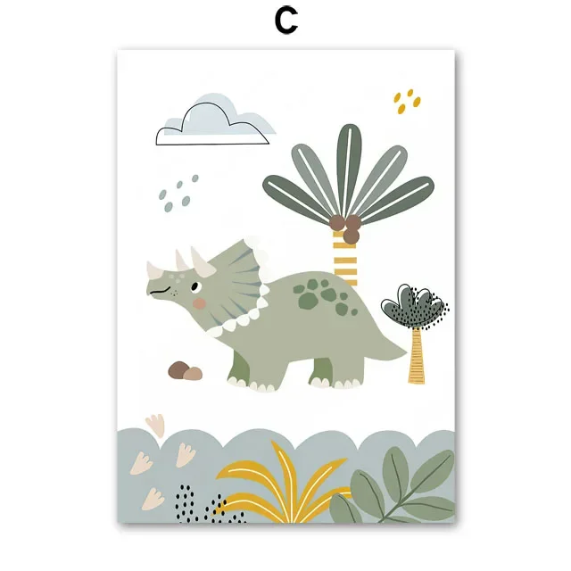 Jurassic Periode Dinosaur Wall Art Canvas Schilderij Nordic Dino Posters En Prints Muurfoto's Kinderkamer Decor