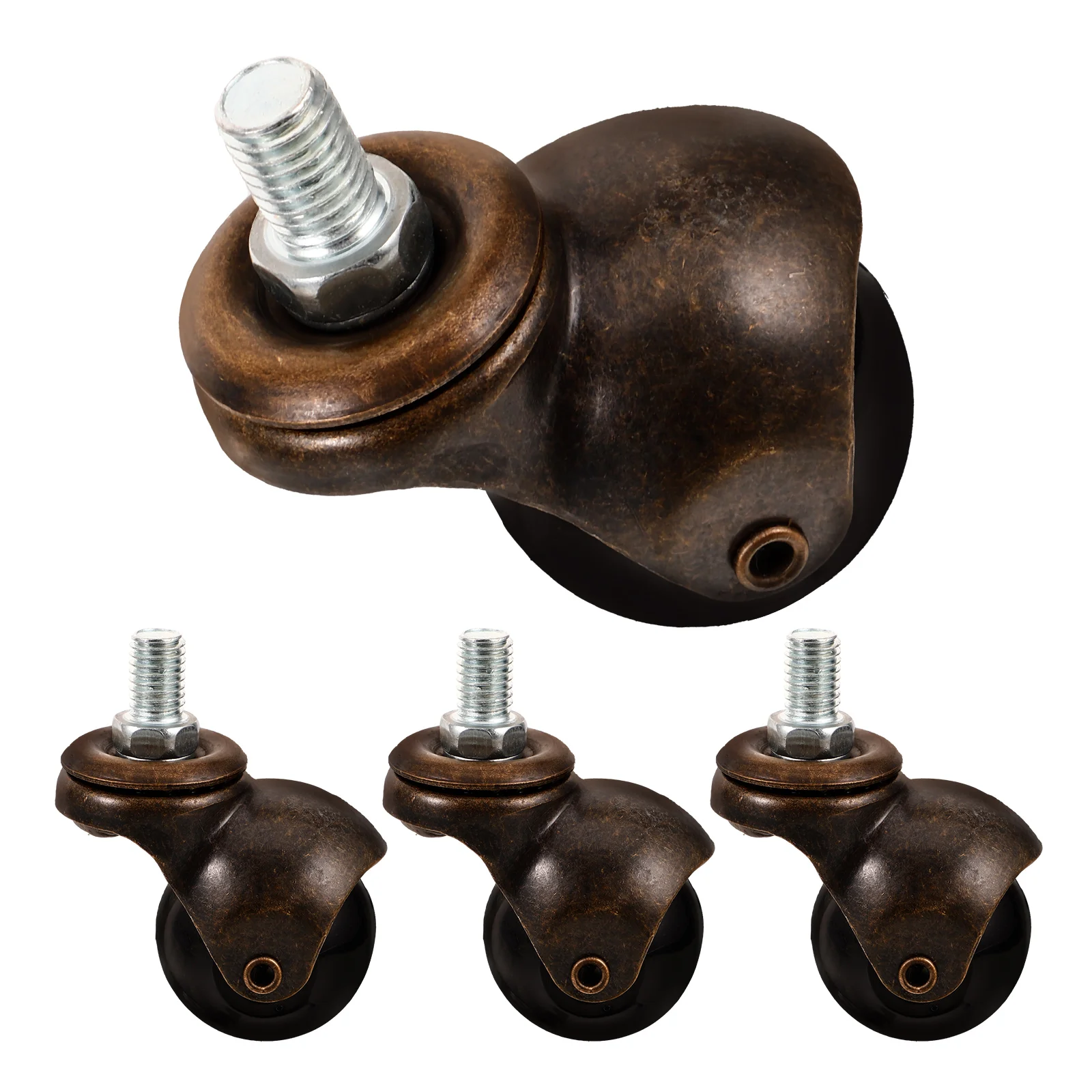 

4 Pcs 1.5 Inch Threaded Rod Bronze Caster Wheels Swivel Casters for Furniture Display Rack Handcart Heavy Duty