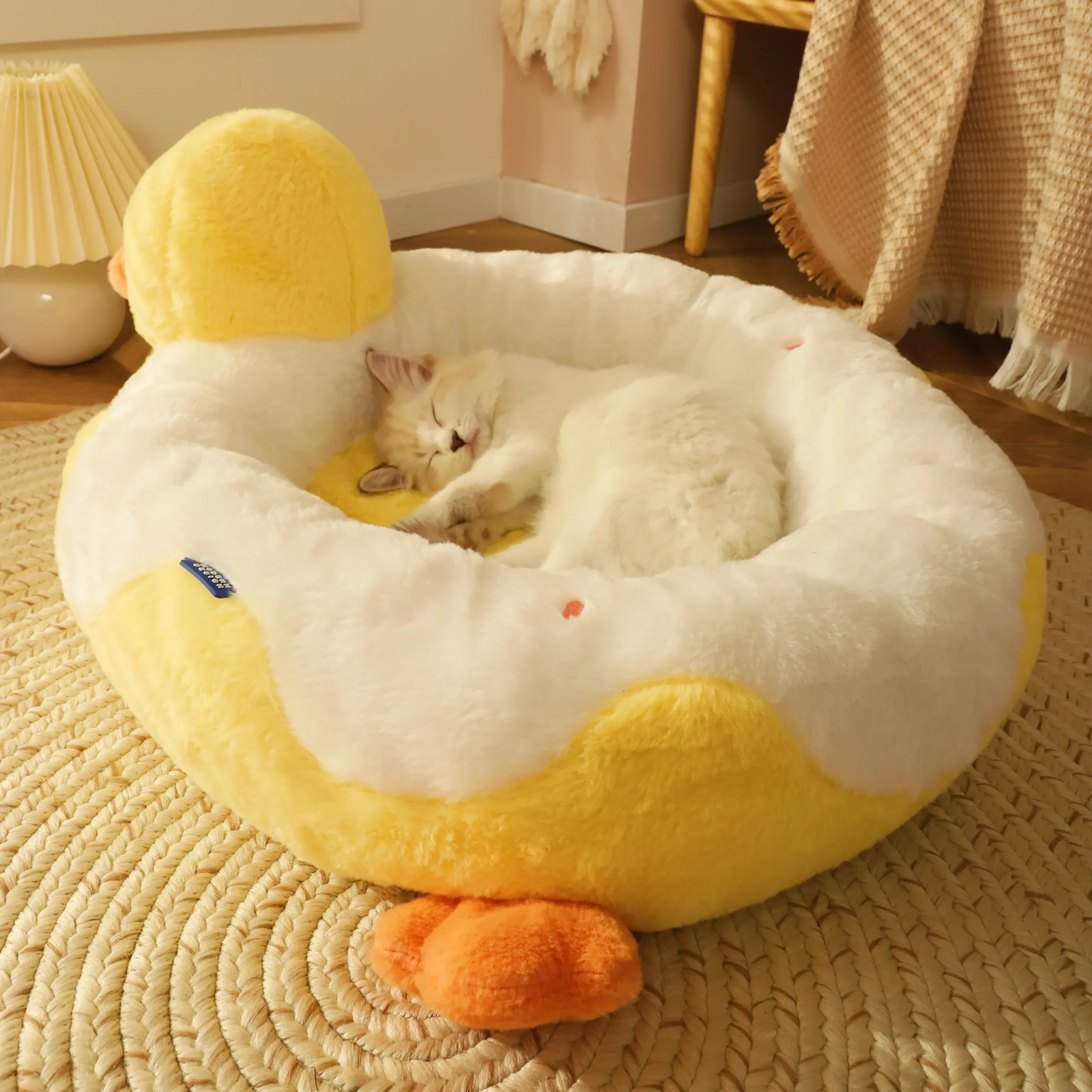 

Winter Cat Nest Winter Keeping Warm Pet Products Sweet Doughnut Swimming Duck Nest Cushion Cat Bed Sleeping Pad