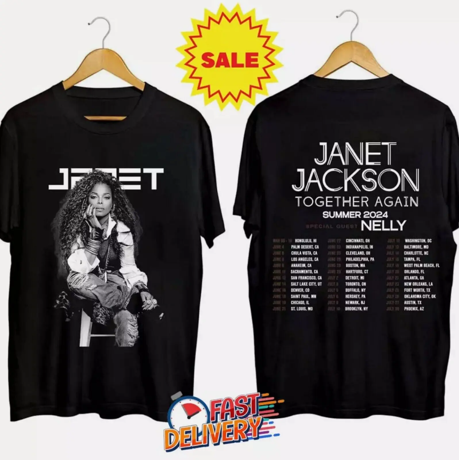 Janet Jackson Together Again Summer Tour 2024 T-Shirt Janet Jackson Concert Shir