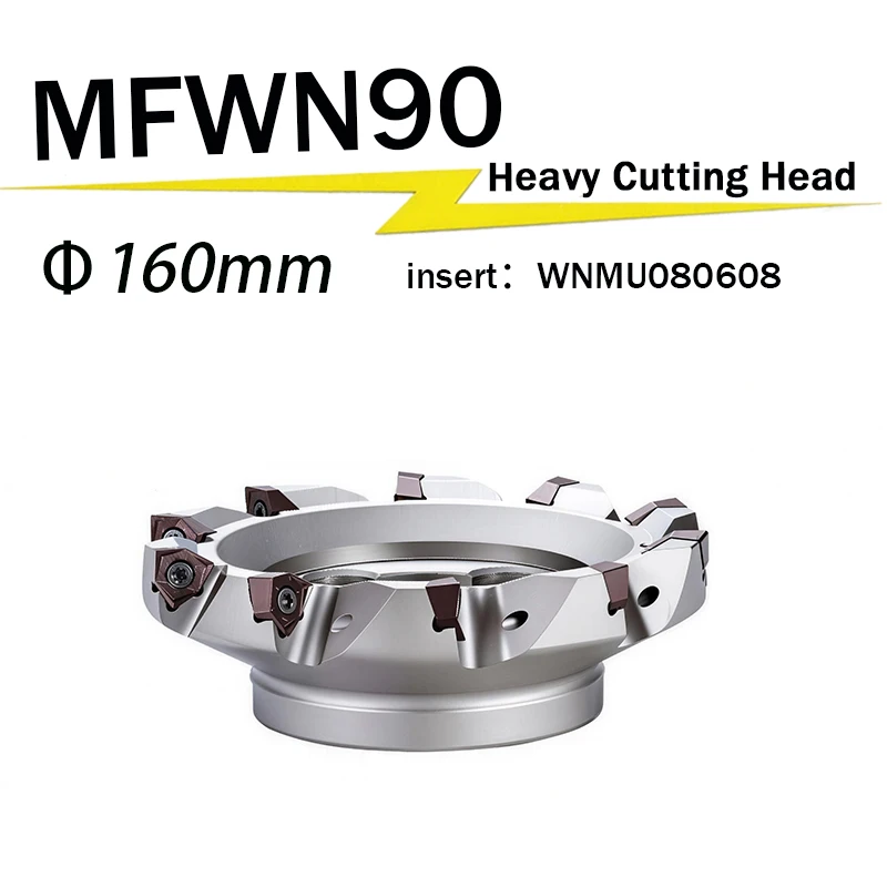 

160mm diameter MFWN90 cutting head, paired with double-sided hexagonal hard alloy WNMU080608 insert flat milling cutter head