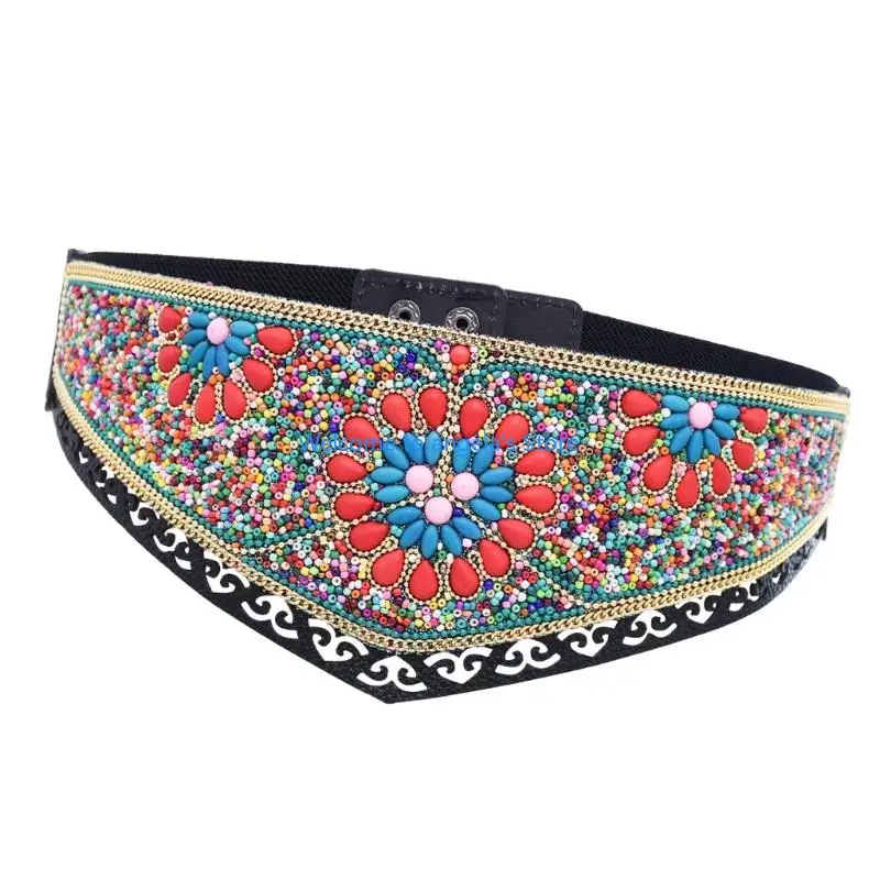 X4YC Multcolored Bohemian đính cườm trang sức vòng eo điều chỉnh đai cho trang phục mùa hè sty