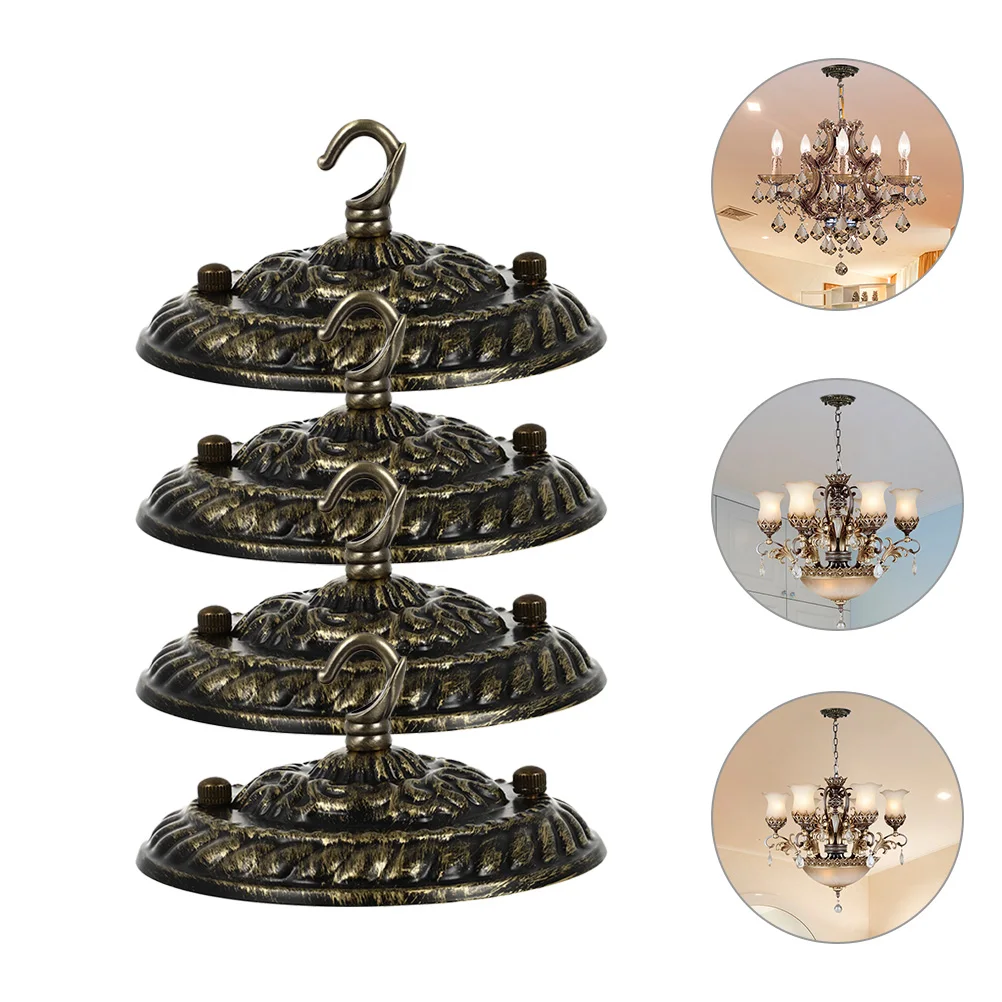 

4 pcs Vintage Ceiling Decorative Chandelier Pendant Light Cover Plate Metal Chandelier Parts Pendant Light Canopy Sturdy Ceiling