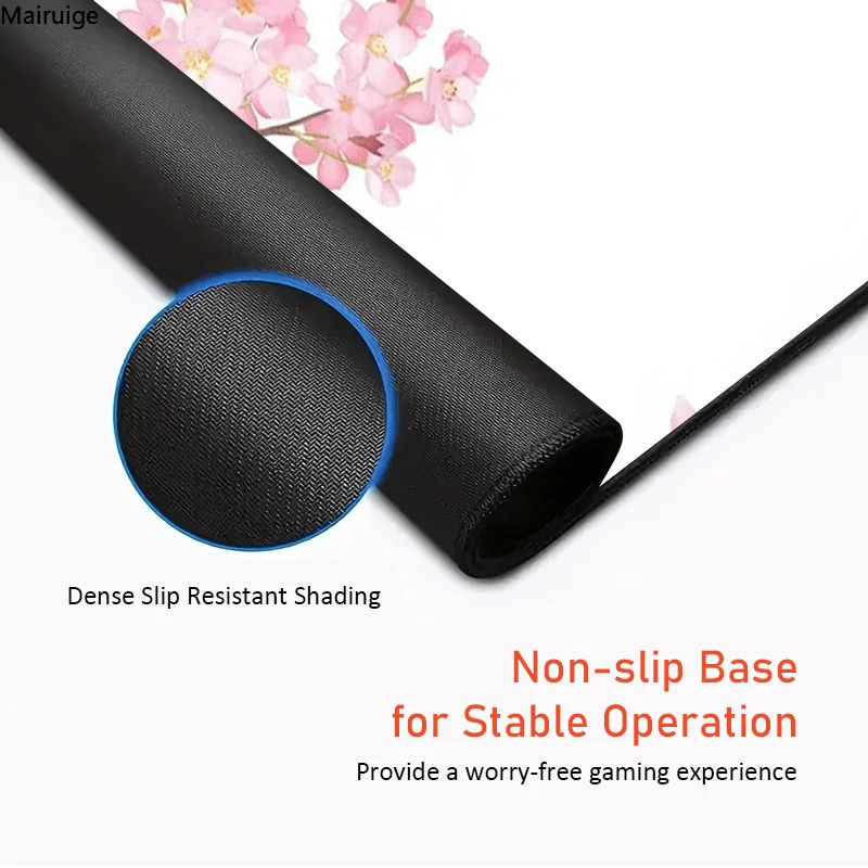Tapis de souris Sakura Scenery, grand tapis de souris de jeu en caoutchouc antidérapant, Durable, bord de couture épais, adapté au bureau et au jeu