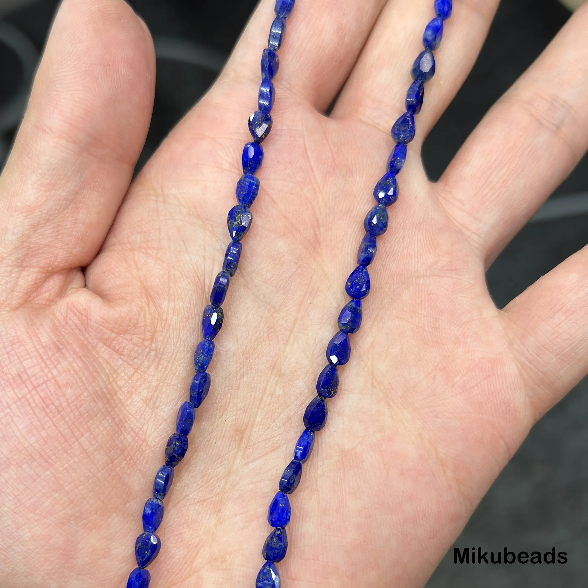 Natural AA Lapis Lazuli 4*5.8mm Faceted Pear Shape Beads Shinny Stone For Jewelry Making DIY Bracelet Necklace Strand